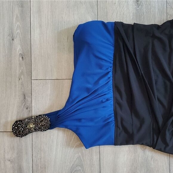 City triangles One-shoulded sparkle embellishment neckline Black/royal b… - Picture 11 of 15